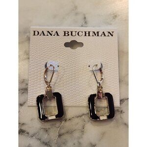 Dana Buchman Gold-Tone & Black Square Dangle Earrings